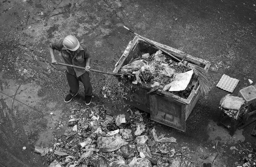 Sorting recyclable materials during rubbish clearance