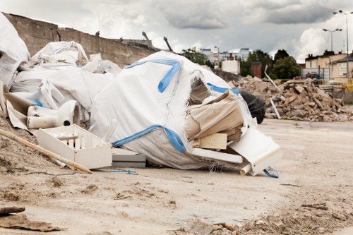 Construction site managing builders waste in Central London